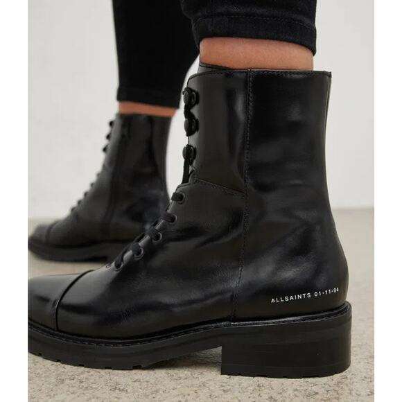 ALLSAINTS Dusty Cap Toe Lace-Up Combat Boot - 10 M - Picture 8 of 8